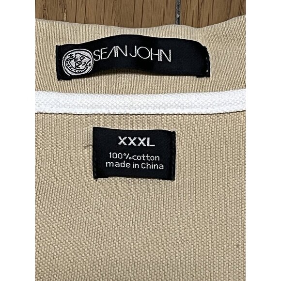 Sean John‎ Polo Shirt Men 3XL Tan Orange White Striped Color Block Y2K Preppy - Picture 9 of 10